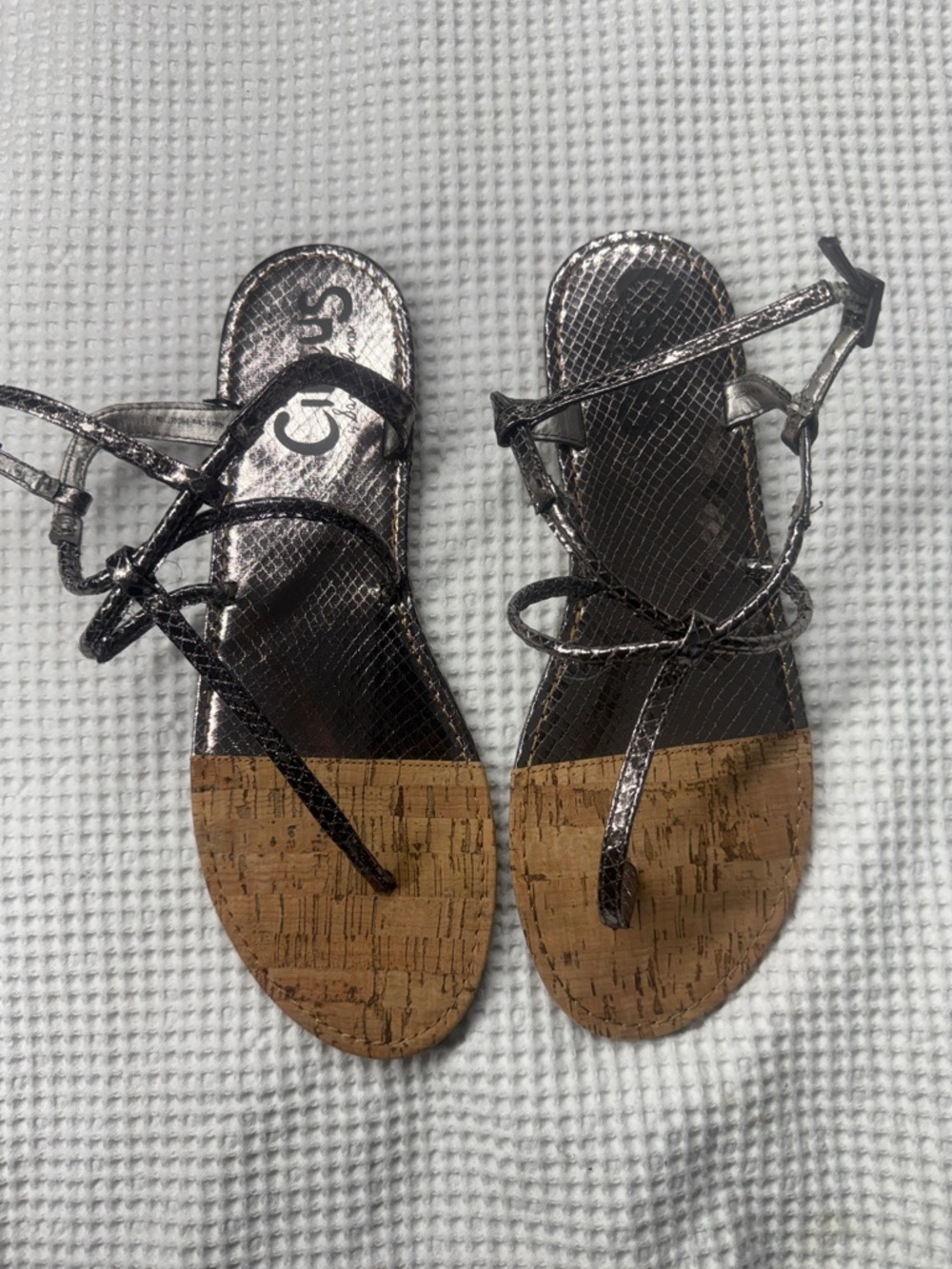 Metallic Bronze Cork-Traction Strappy Sam Edelman - Size 10 - NWOT